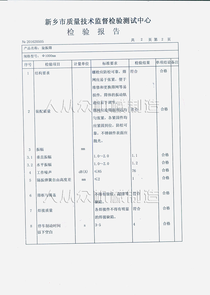 旋振篩檢驗報告2